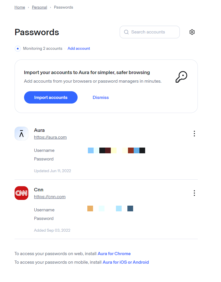 Aura password manager