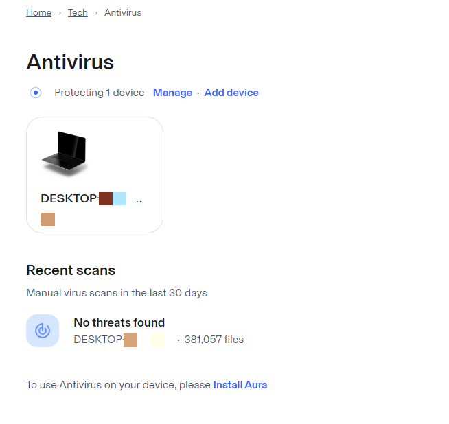 Aura antivirus service