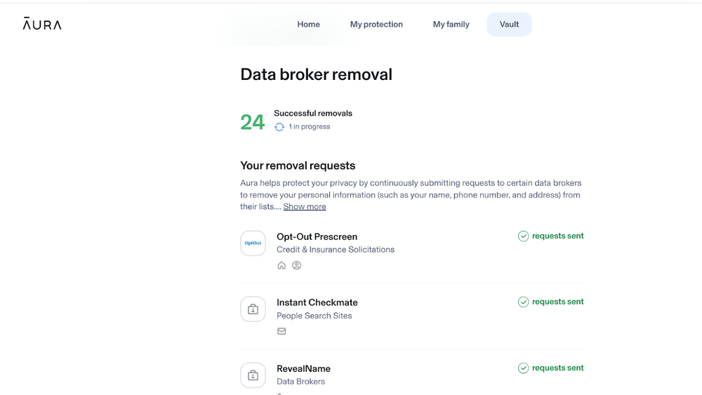 Aura data broker removal
