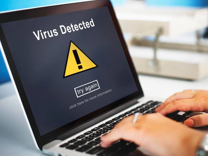 Virus detected alert hacking piracy risk shield